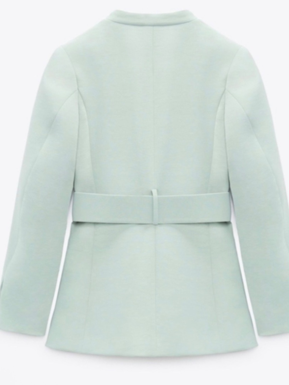 Zara Lapelless Mint Green Belted Blazer Blogger’s Favorite Size S MSRP $128 - Picture 9 of 11